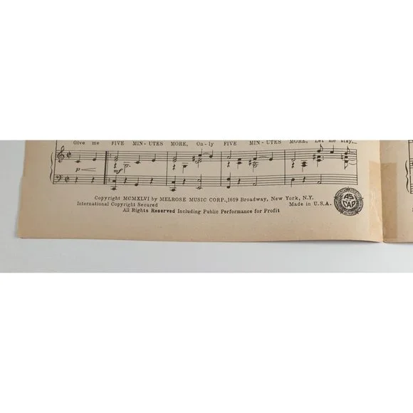 Five Minutes More 1946 Vintage Sheet Music Piano Frank Sinatra Easy Listening - Picture 4 of 4